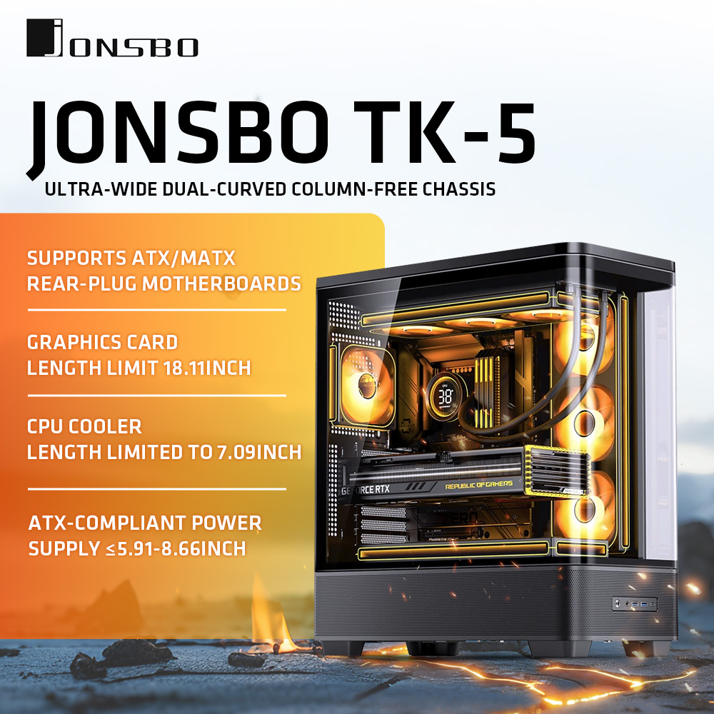 Pc Gaming Jonsbo - Boîtier PC ATX JONSBO TK-5 Blanc/Noir,