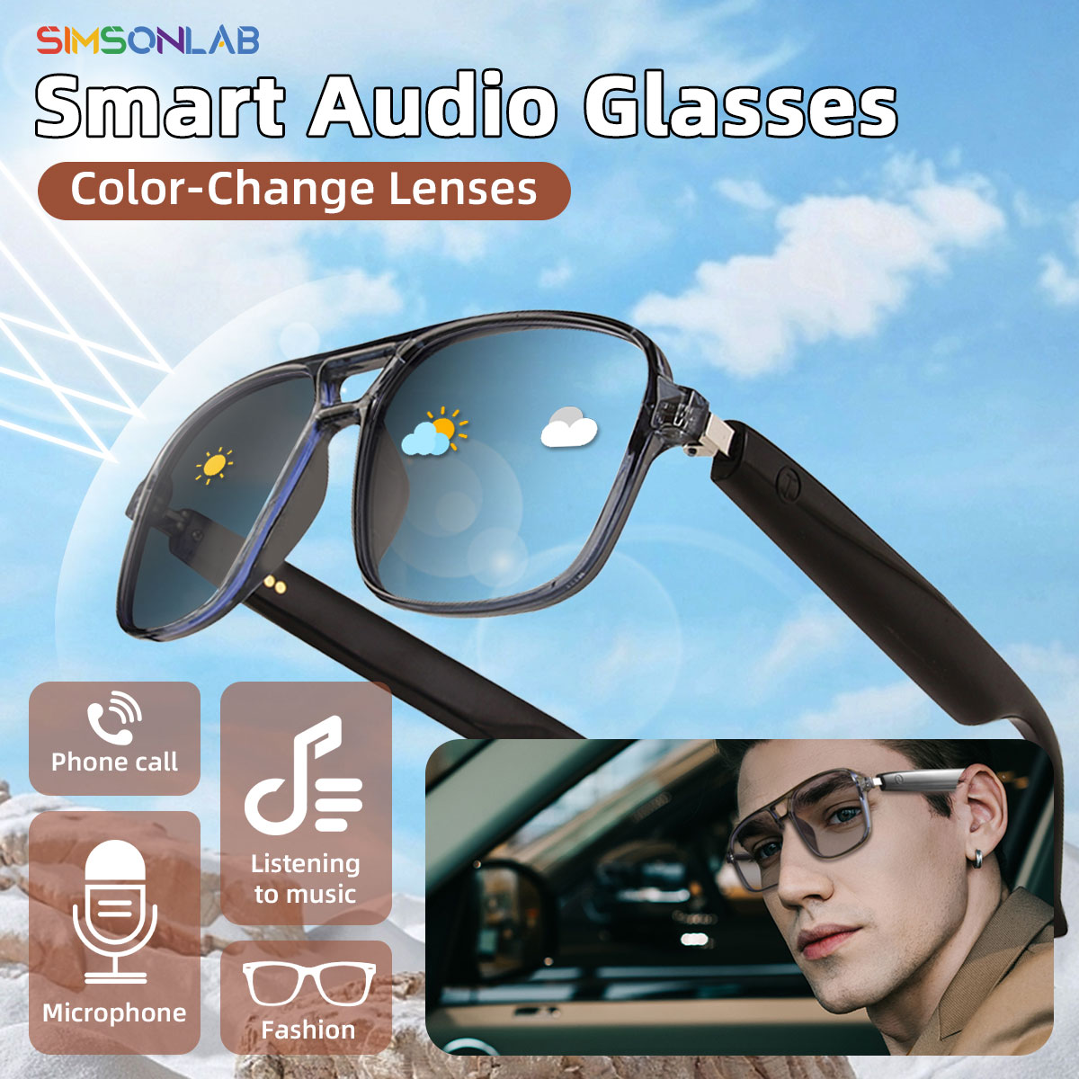 Gaming Controller - Lunettes intelligentes Ai, Assistant vocal, contrôle