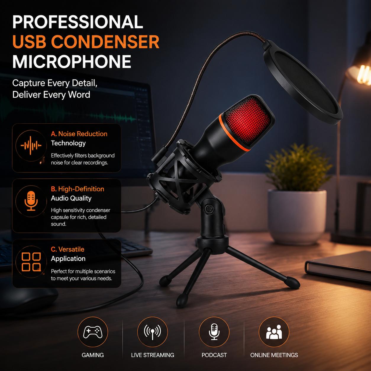 Kit de microphone à condensate - Pc Gaming Youtuber avis et prix